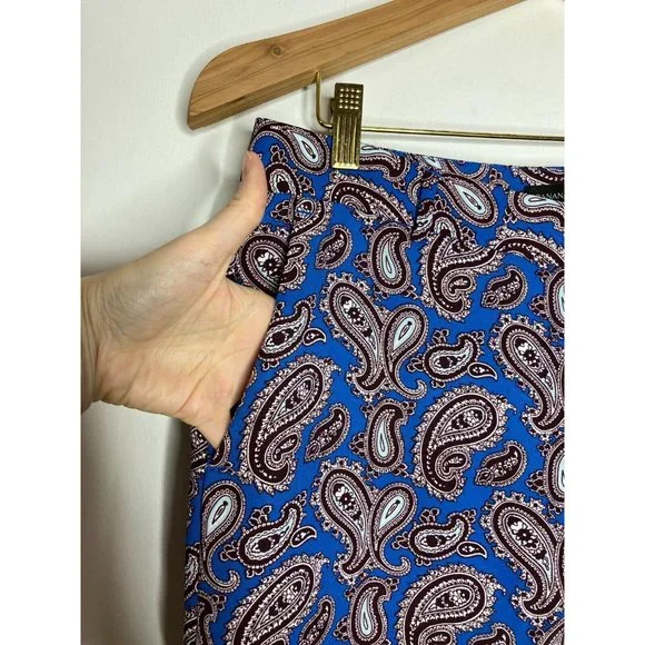 Banana Republic Women's Size 2 Blue Paisley Blake Pants - Picture 3 of 8